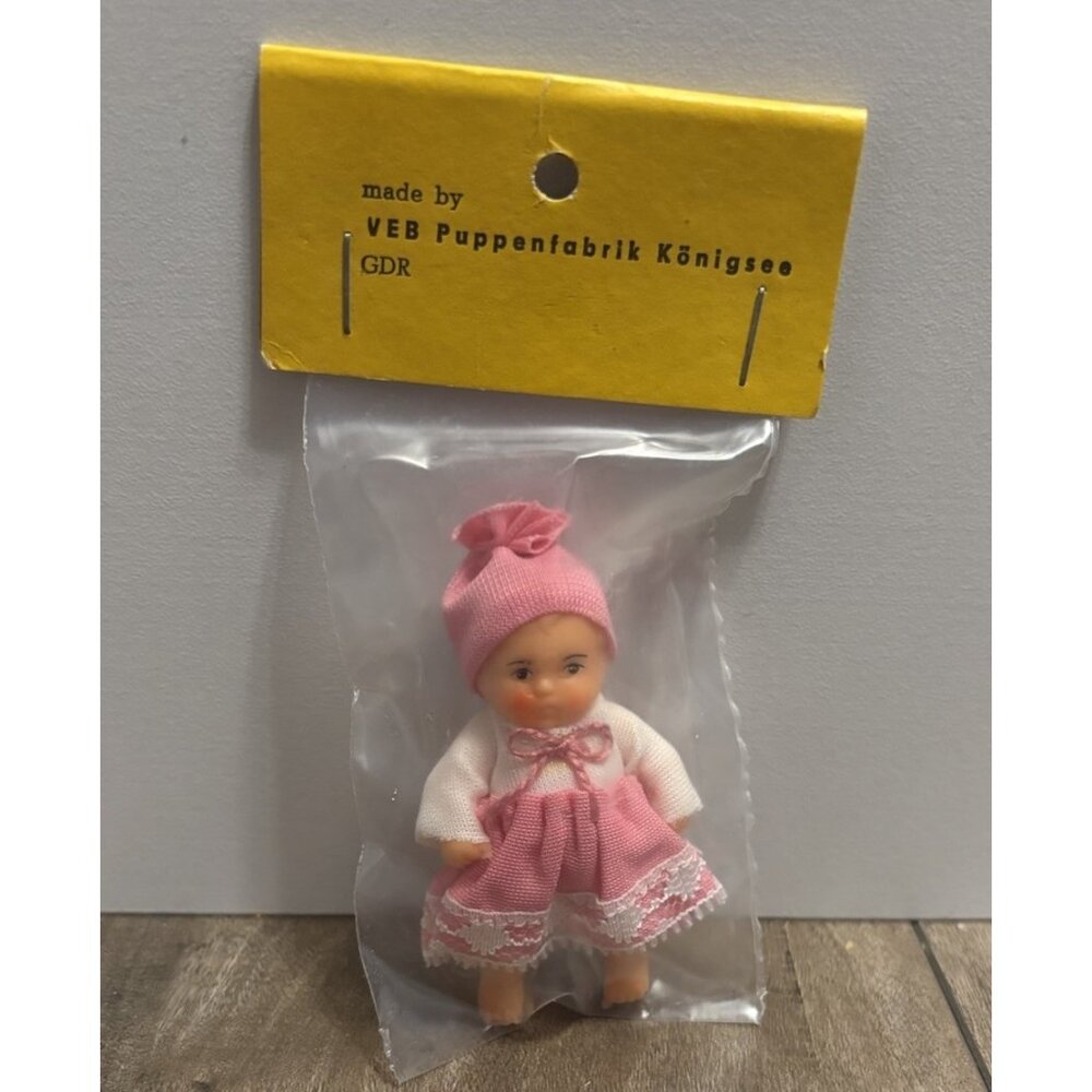 Vintage VEB Puppenfabrik Konigsee GDR 3" Miniature Rubber New In Package